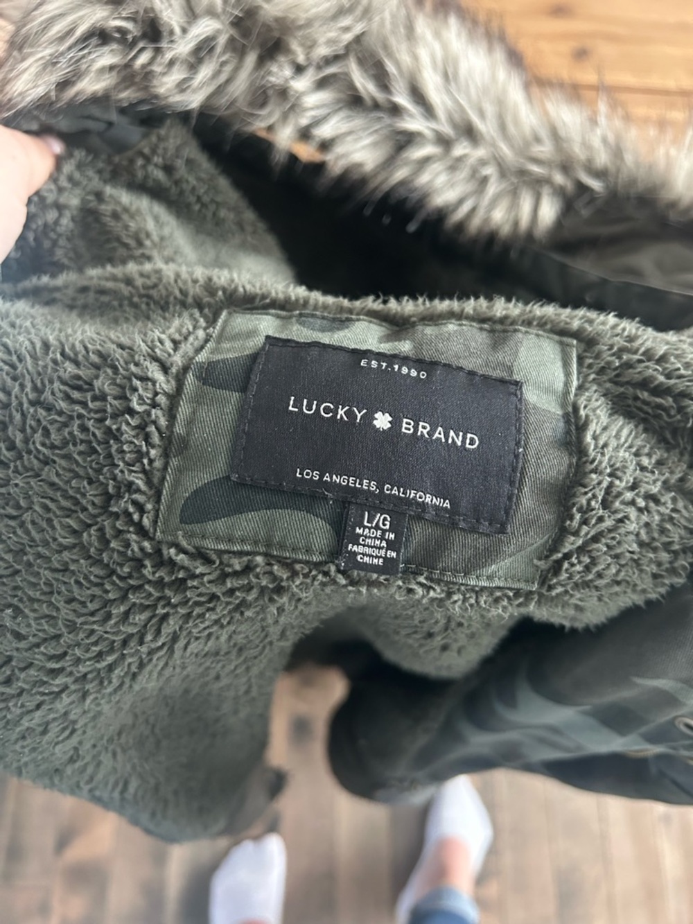 Lucky Brand Olive Green Jacket with Faux Fur Trim